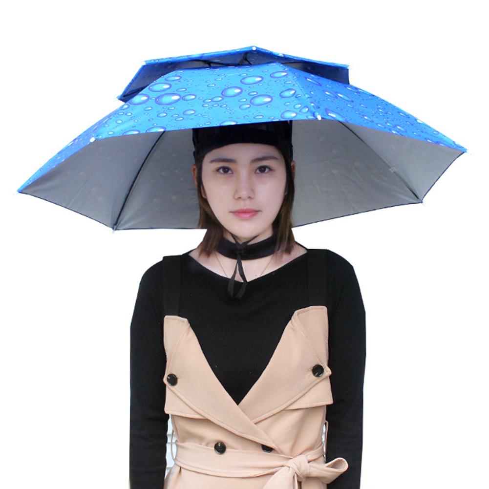 Portable Rain Umbrella Hat Army Green Foldable Fishing Headwear Cap Outdoor Sun Shade Waterproof Camping Beach Head Hats