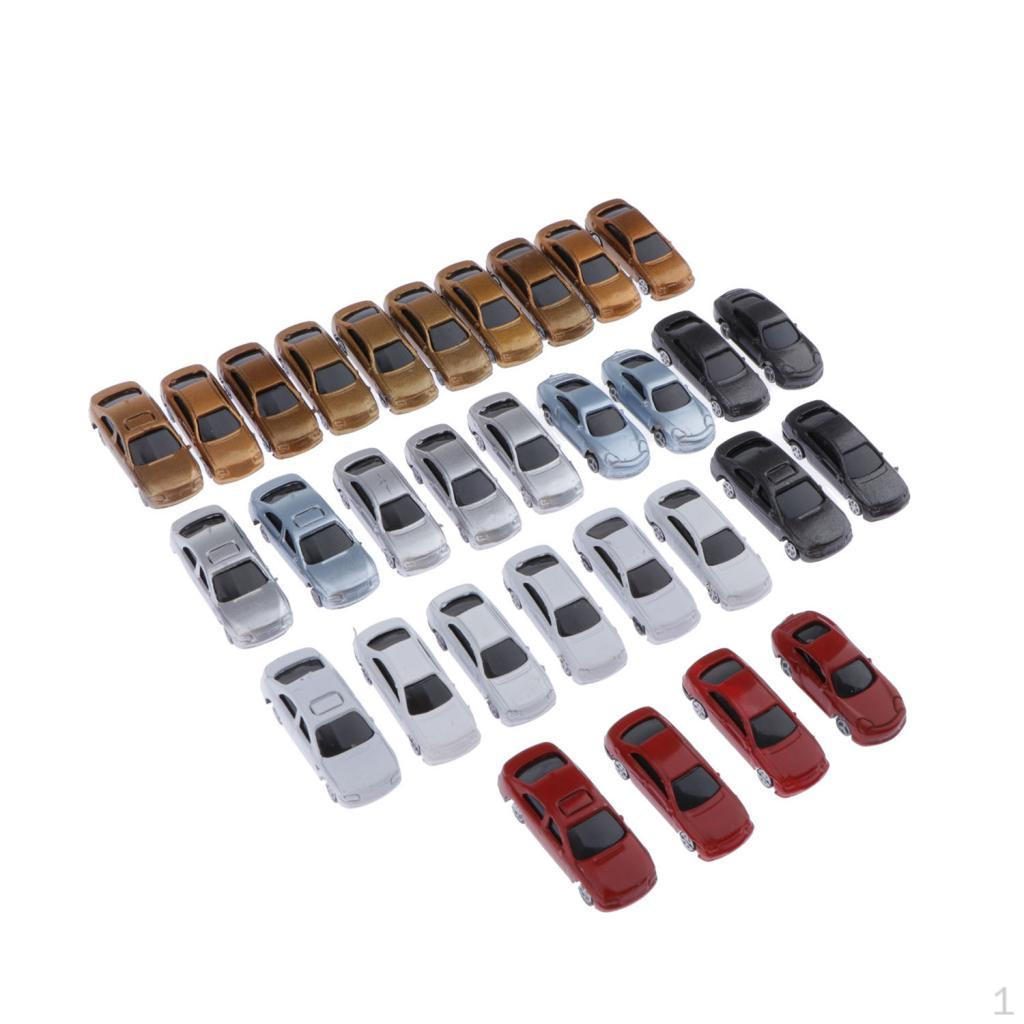 

30 Pieces Painted Model Car Set N Scale Parking Scenery Street Sandtable Accessories Miniatures