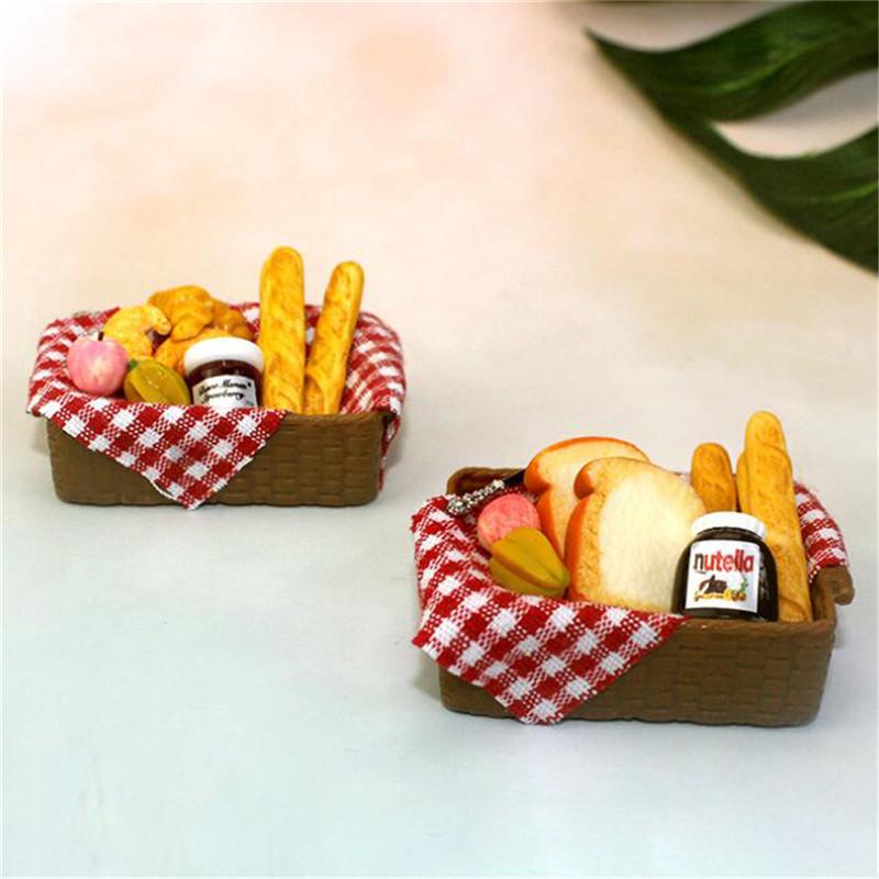 1:12 Dollhouse Miniature Breakfast Set Bread Basket Doll House Food Accessories