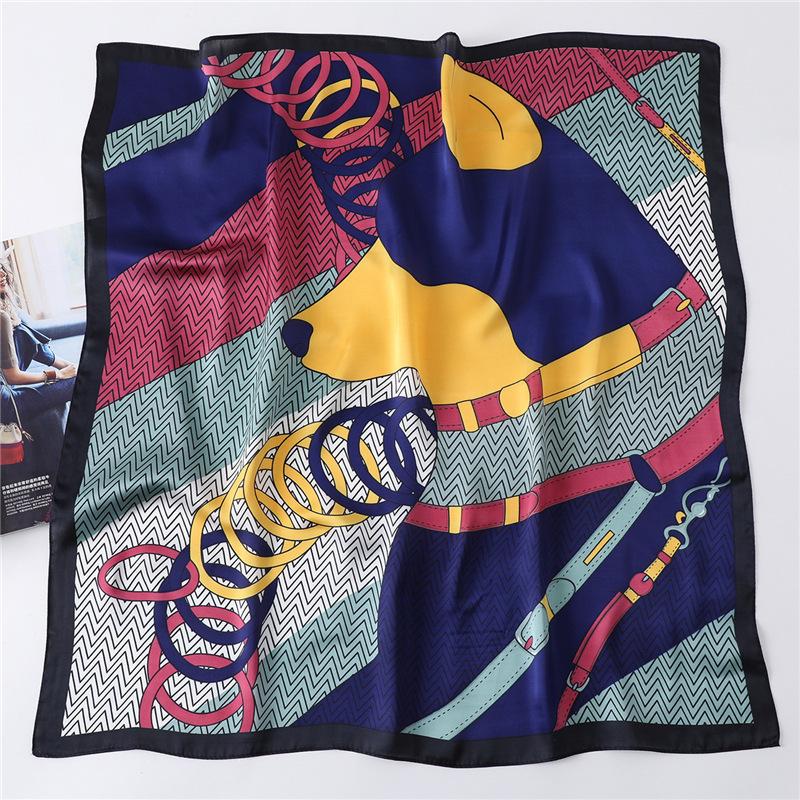New small square scarf women's professional scarf animal wave pattern fashion scarf simulation silk spring and summer versatile shawl