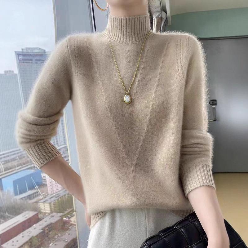 Sweater Women Loose Half Turtleneck Pullover for Women In Autumn and Winter with Thick Solid-color Knitted Top Worn Inside