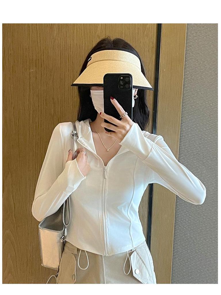 Women's Slim UV-Protective Yoga Hoodie - Cool Touch, Breathable, and Lightweight