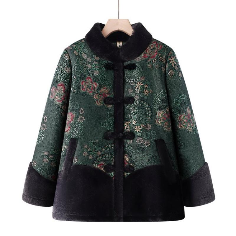 

Women s winter clothing old lady warm thickened padded jacket mother jacket padded jacket velvet padded jacket 5XL [recommended 150-80kg] зелёный