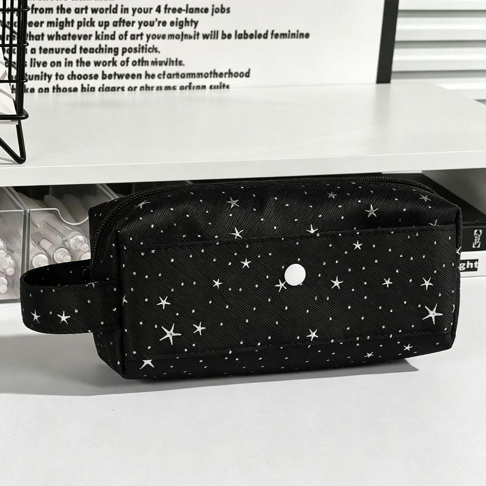 Multifunctional Star Print Pencil Case Handheld Portable Pen Bag Large Capacity Stationery Bag School Office