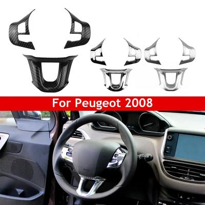 3 stuks/set koolstofvezel auto stuurwiel decoratie hoes trim sticker geschikt voor Peugeot 2008 208 308 2014 2015 2016 2017 2018