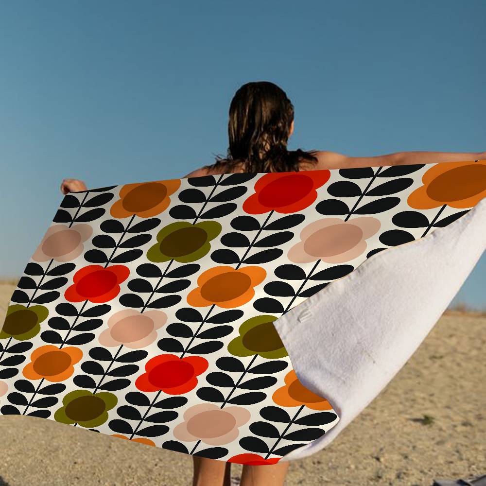 

Orla Kiely Leaf Flower Big Microfiber Beach Towels Quick Dry Towel Sand Beach Towels Pool Towel For Travel Swim Pool Yoga W40*H60(CM)
