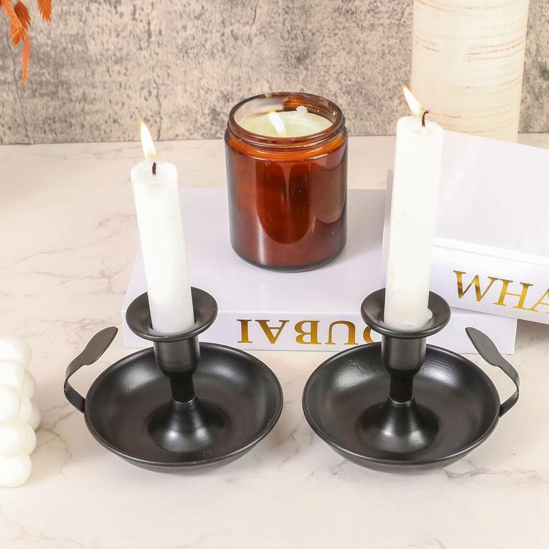 Candle Holders – Black 2pcs Retro Iron Taper Candlestick Holder Centerpieces for Wedding, Party, Xmas, Home Table Decor
