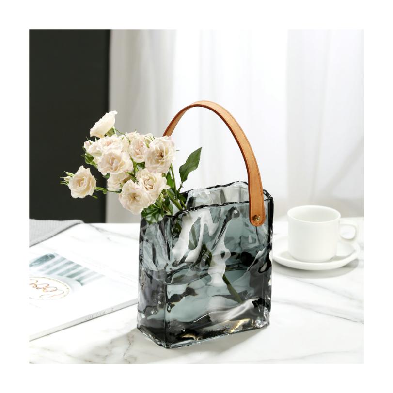 Handbag Original Color Glass Vase Hydroponic Fresh Flowers Fish Tank Flower Arrangement Living Room Dining Table Decoration