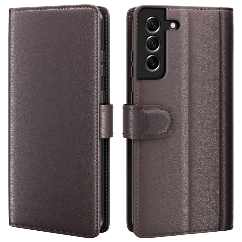 For Samsung Galaxy S21 FE 5G Case Genuine Split Leather Phone Cover with Wallet Stand