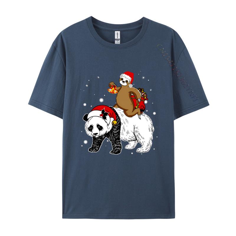 Santa Sloth Riding Panda Lover Funny Tshirts Tees Coupons Funny Tshirt Cotton Boy T Shirt Leisure Luxury T Shirt