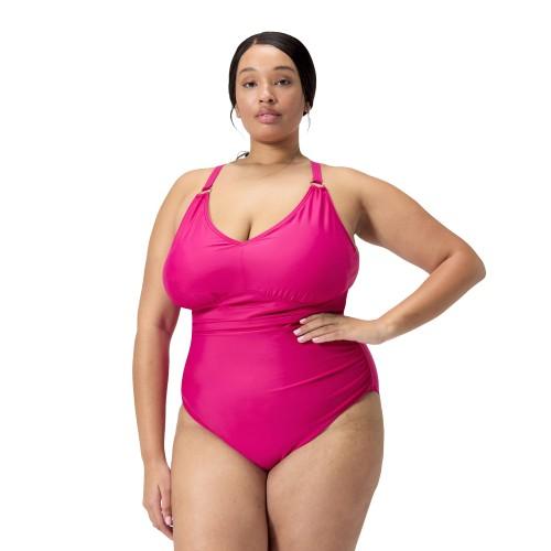 Speedo Womens/Ladies Shaping V Neck Plus One Piece Swimsuit