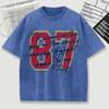 The Red Number 87 Pattern Washed Male Tee Shirt Loose Soft T-Shirt Comfortable Cotton Short Sleeve Unisex Crewneck Streetwear