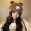 Cute Bear Hat For Women Winter Warmth Knit Windproof Cap For Casual Wear