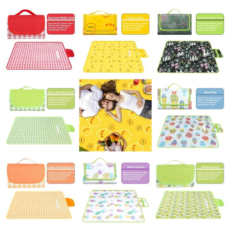 Tragbare Stranddecke Vliesstoff Picknickmatte mit wasserdichter Funktion Grüner Algenprint