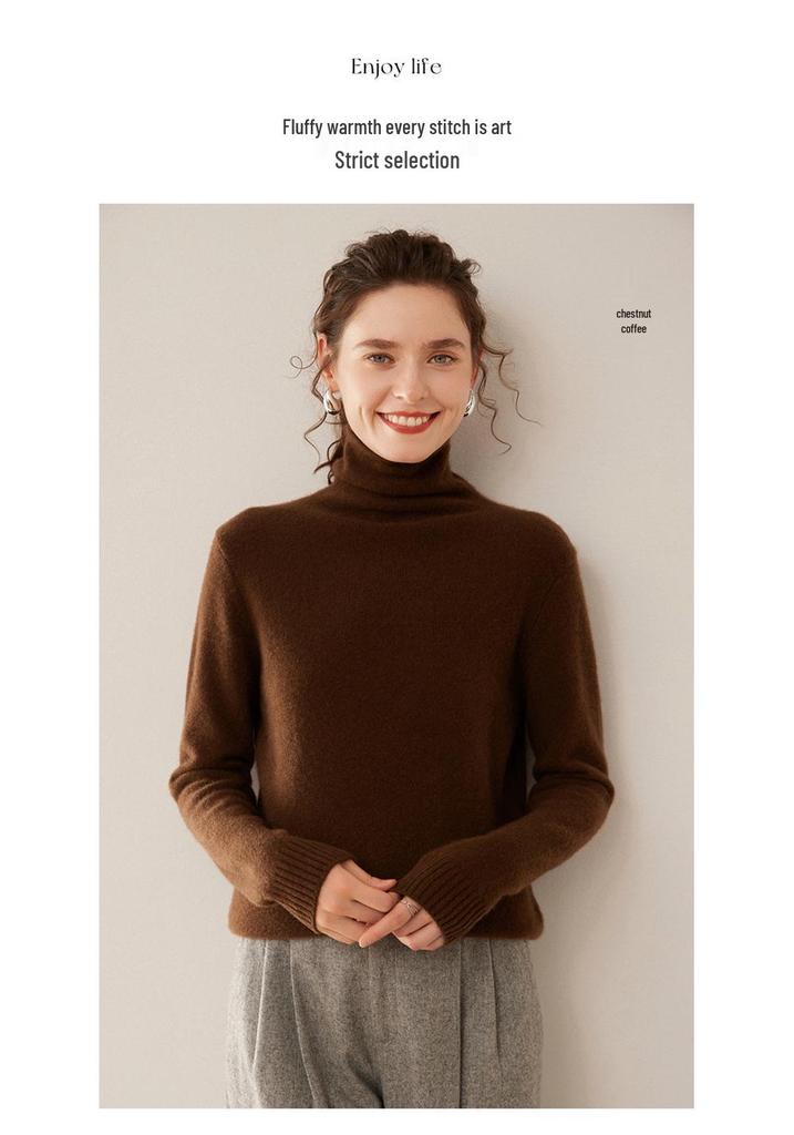 Women's Thick Cashmere High-Neck Sweater for Autumn and Winter