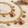 Stainless Steel Double Layer Bracelet with Zircon Chili Pendants - Elegant and Versatile Jewelry