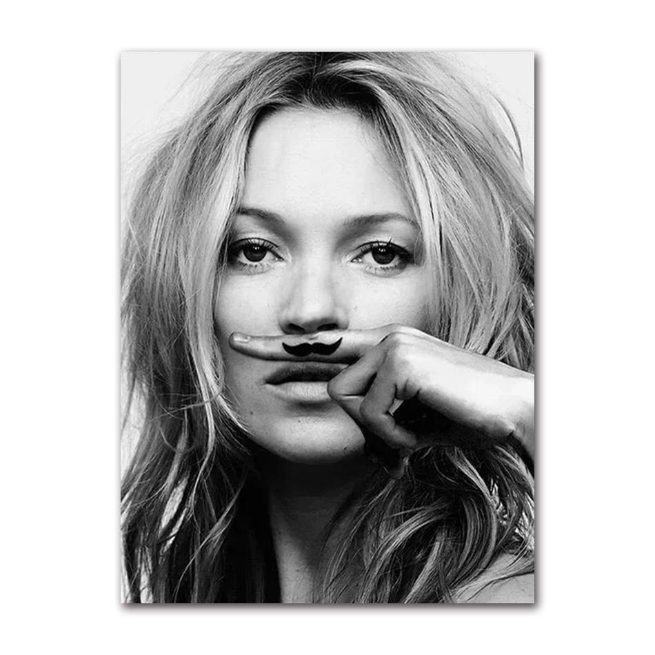 Vintage Sexy Supermodel Kate Moss Poster Rauchend Leinwandbild Druck Wandkunst Feministische Mode Wandkunst Bild Hoom Dekor