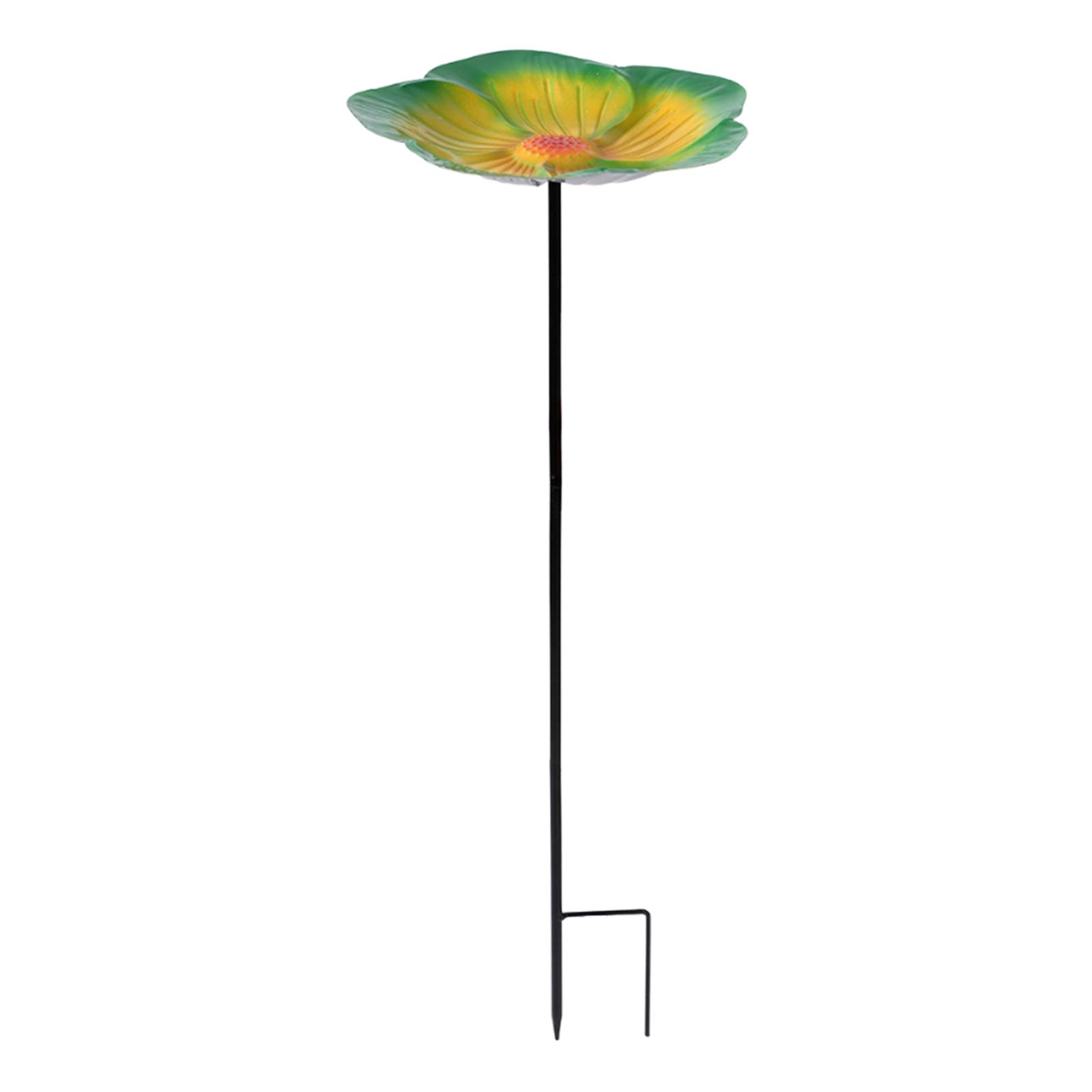 

Bird Bath Bowl Outdoor Bird Feeder Sturdy Decorative Pattern with Stake for Yard Backyard Lawn Garden Decoration зелёный