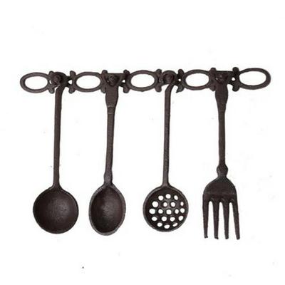 Vintage Cast Iron Cookware Wall Decor Set - Cafe Garden Theme (4 Pieces)