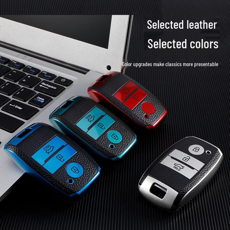 Fundas de Llave de Coche con Textura de Cuero Compatibles para Modelos Kia: K3, K4, K5, KX3, KX5, Sportage, Sorento, Yipao.