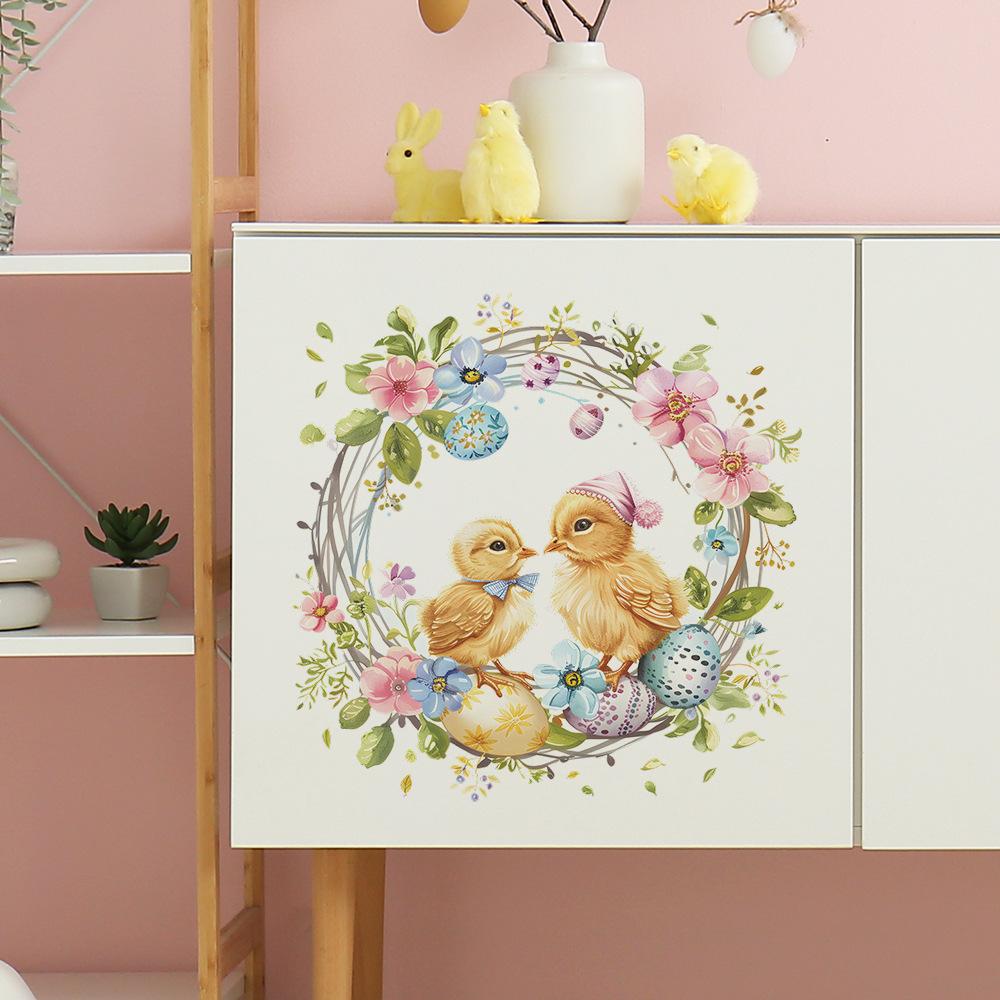 Cartoon Rustikale Hühner Blumenkorb Schlafzimmer Wohnzimmer Heimverschönerung Wandaufkleber