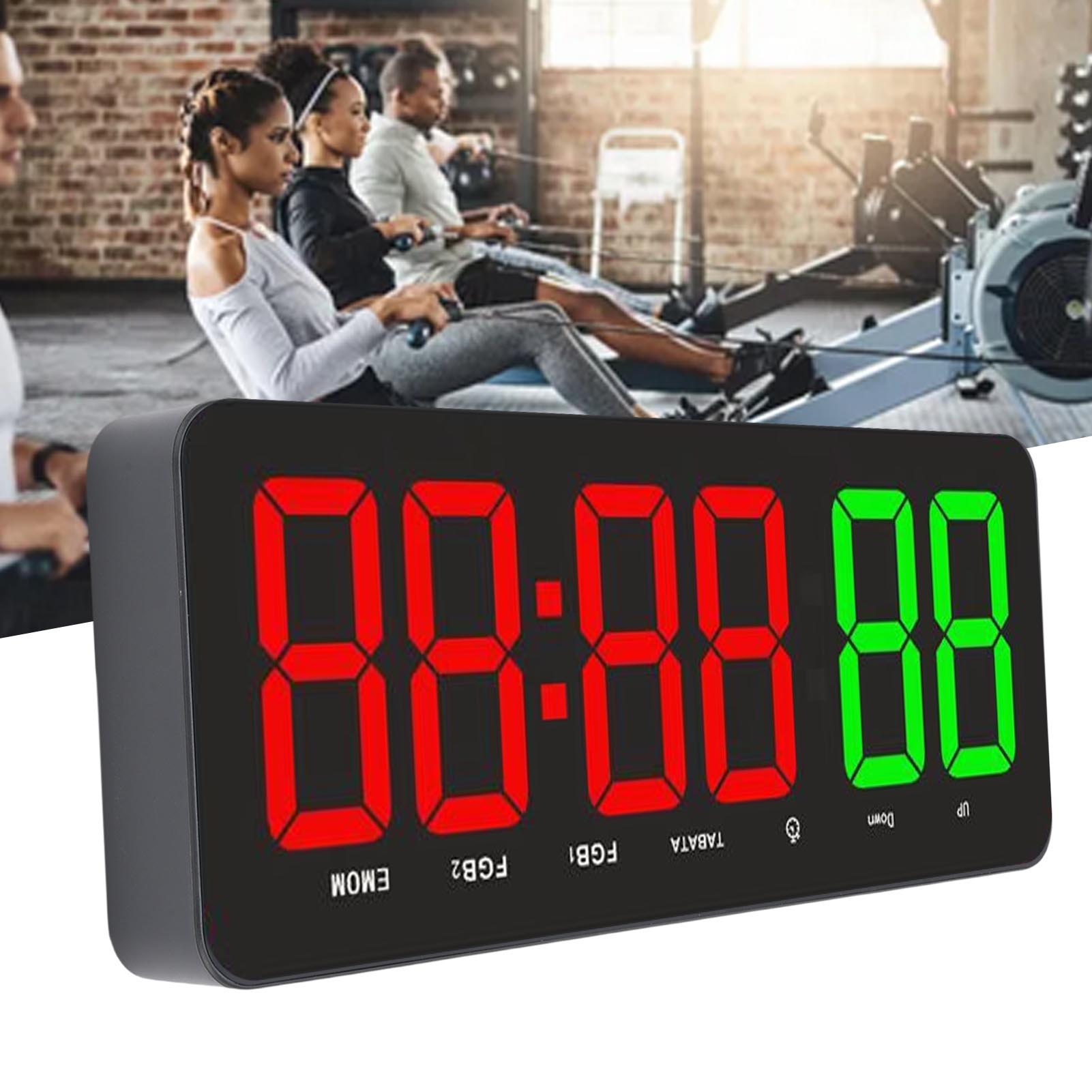 Portable Gym Clock, Remote Control Countdown Timer, Count Up Interval Fitness Timer for Home Gym Garage Living Room Classroom