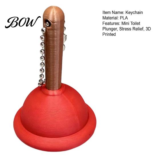 3D Printed Plunger Clicker Mini Toilet Keychain, Finger Shape Toy, Backpacks Handbag Purse Charm, Gag Gift Charm