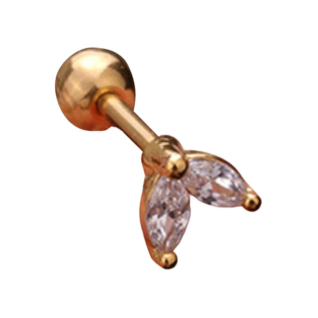 Titanium Steel & Stainless Steel Post Crown Ear Studs With Micro-Pavé Zircon - Screw-Back Ball Fashion Earrings For Western Piercing Jewelry