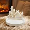 Christmas Jewelry Tray Winter Village Tray, 3D Printed Snow House Pine Tree Decorative Dish, Wonderland Desk Decor Mini Desktop Organizer for Key Ring