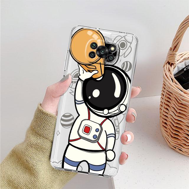 

Чехол для Xiaomi Mi Poco X3 NFC 11 Lite M3 10T 9T 12 Redmi Note 10 9 9S 8 8T 7 мягкий прозрачный чехол для телефона астронавт милый Xiaomi Poco F3