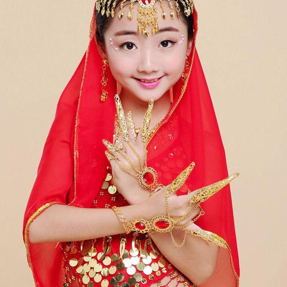 1 Paar Goldfarben Indischer Tanz Fingerspitzen Indischer Thailändischer Bauchtanz Armband Kostüm