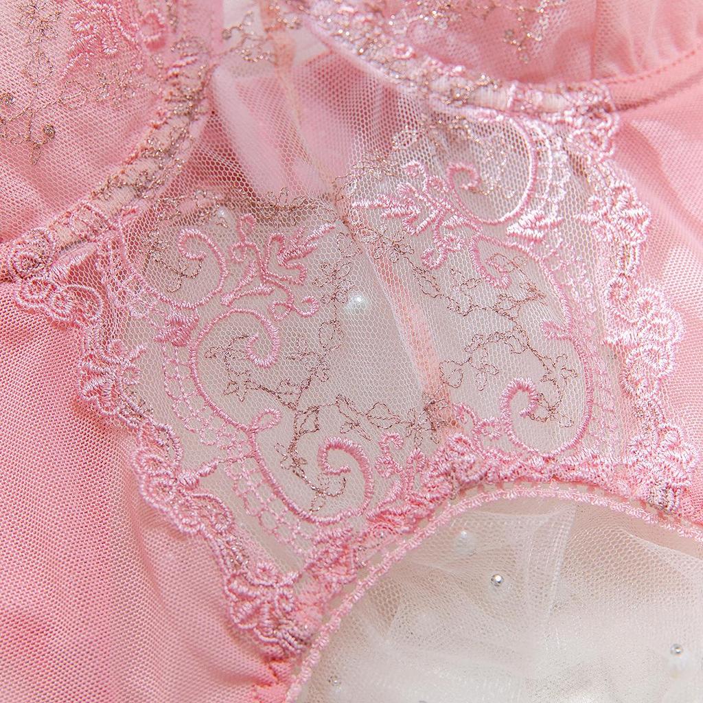 European and American Embroidered Push-up Lingerie Set - Pink, Underwire, Sexy, Comfortable, Tempting