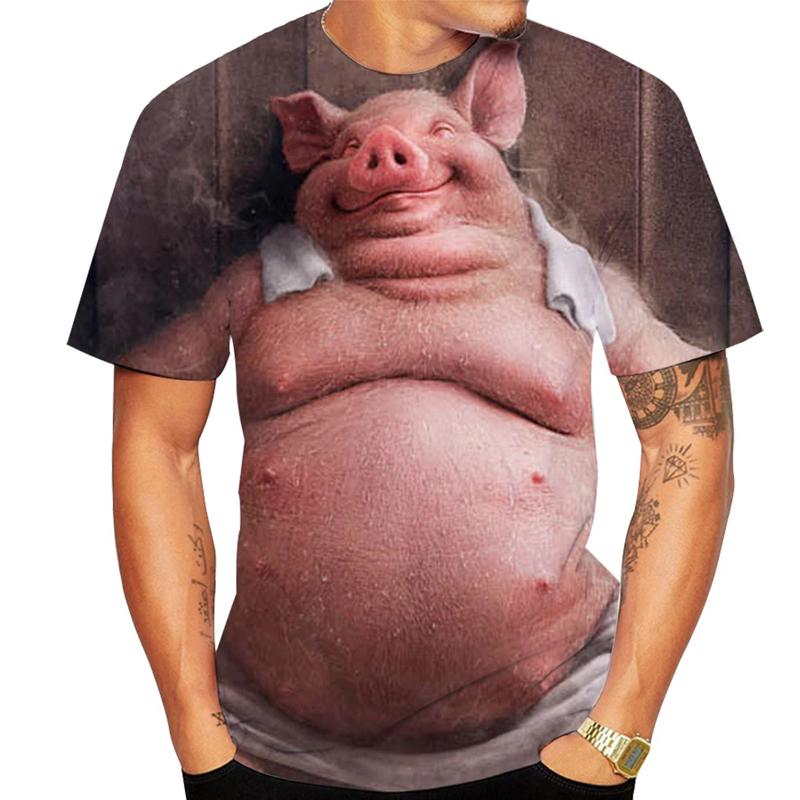 

Летняя футболка с коротким рукавом и принтом свиньи 3D