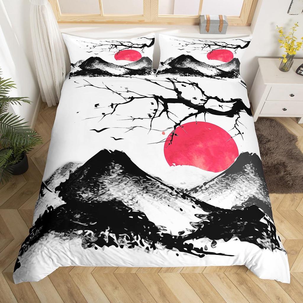Comforter Chinese Ink Painting Scenery Full Natural Landscape Mountain Bedding Set Eagle Comforter Polyester