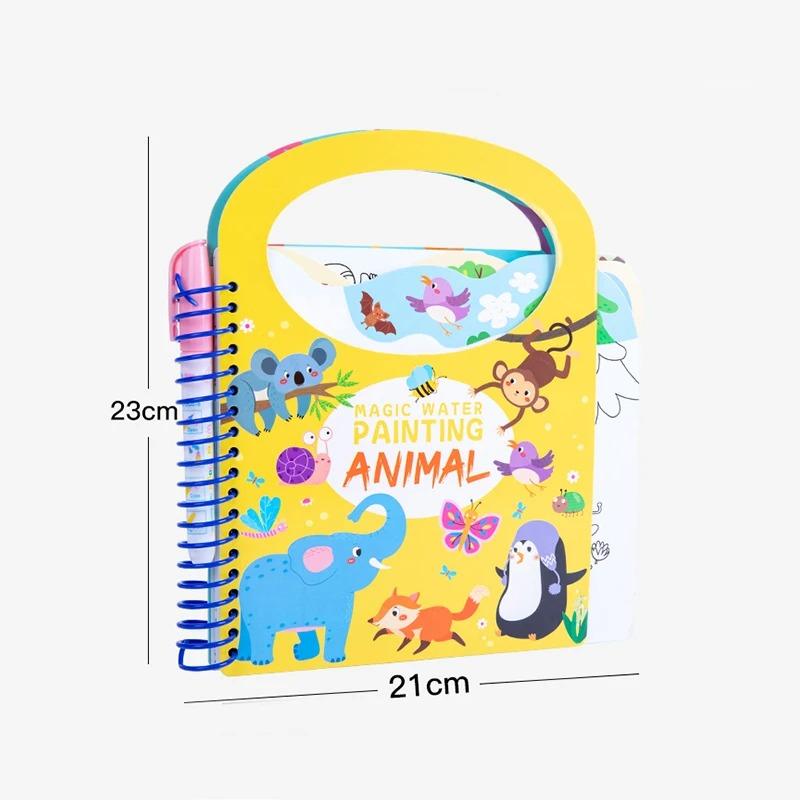 Children Early Education Toys Magical Book with Pen Water Drawing Montessori Toys Gift Reusable Coloring Book Magic Drawing Book