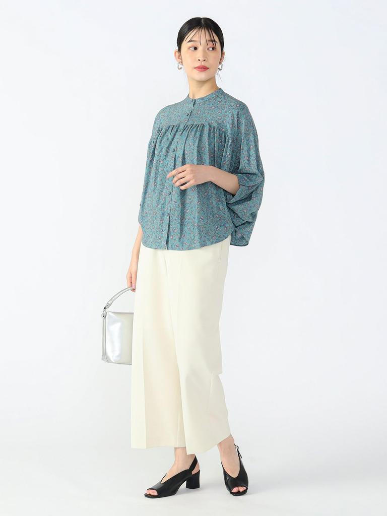 Beams Heart Sarasa Floral Switch Light One Size Women's S/S Shirt, Print, Blouse, Green,