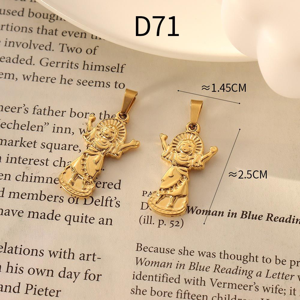 European & American Style Vintage Cross Necklace with Small Scissors Pendant - 18K Gold Plated Titanium Steel