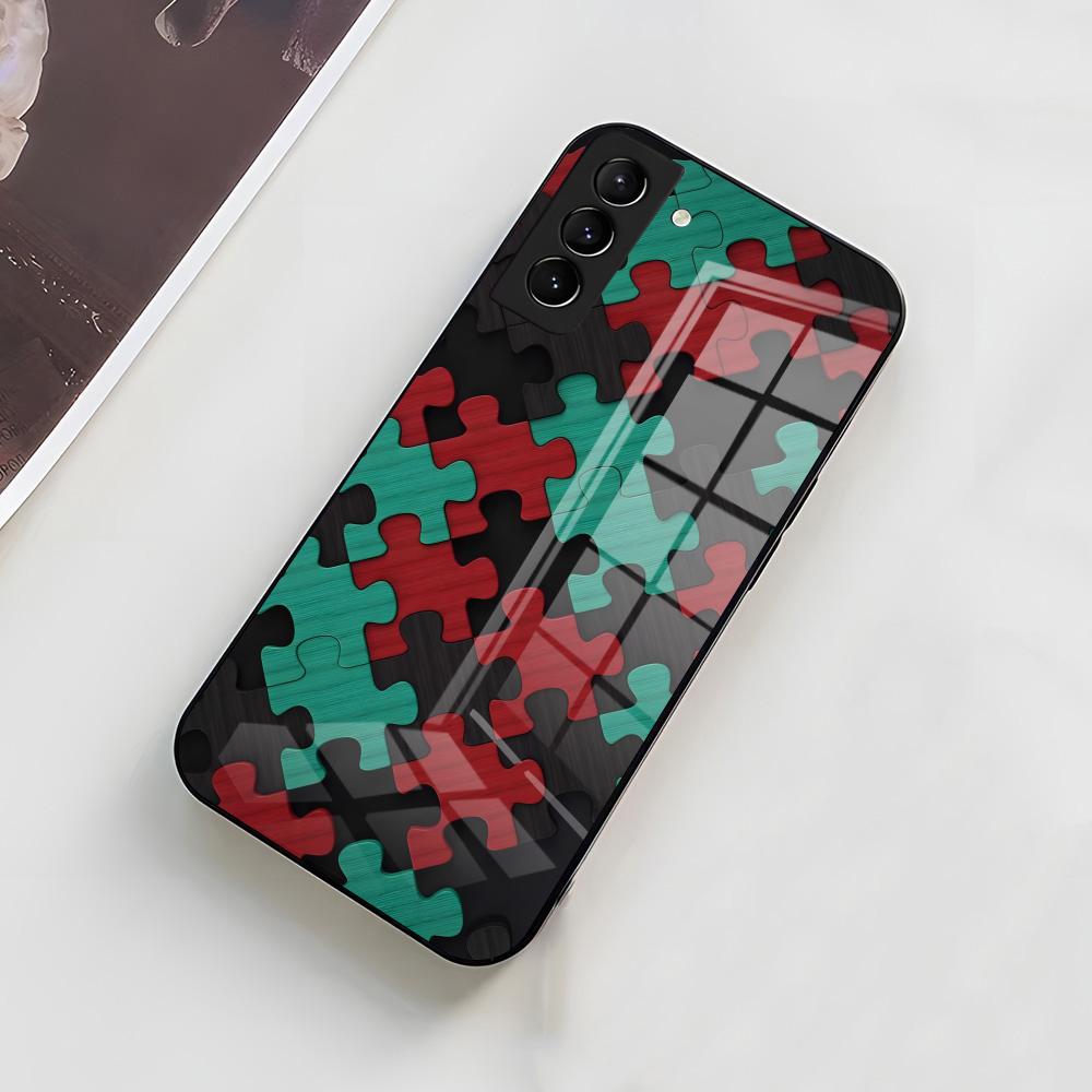 

Autism Support Puzzle Pattern Phone Case For Samsung A56 A36 A26 A16 A15 A25 A35 A55 A14 A34 A24 A54 Glass Case Samsung A22 5G
