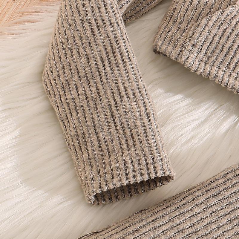 Mädchen Outfit Herbst Winter Neu Gestrickt Gerippt Langarm Kapuzen Reißverschluss Oberteil Mode Schlaghose