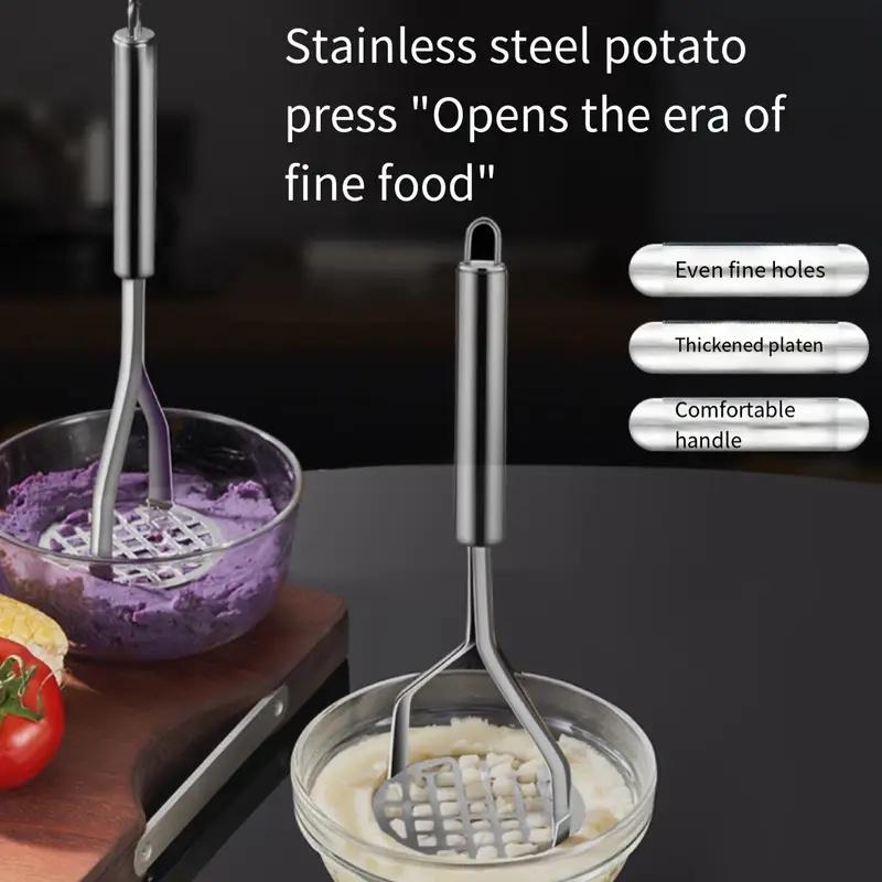 1Pc Stainless Steel Potato Masher Manual Kitchen Press for Smooth Potato Mash Durable, Comfortable Handle, Fine Mesh Filter