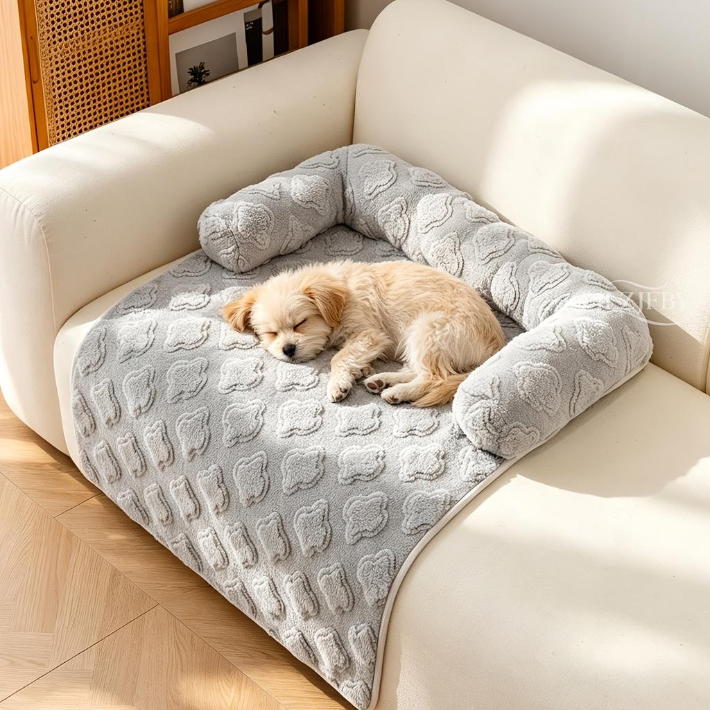 Autumn And Winter Season of Fluffy Material Pet Dog Mattress, Cat And Dog Sofa Mattress, Plush Pet Sofa Bed with Cushion, Cat Furniture Protector