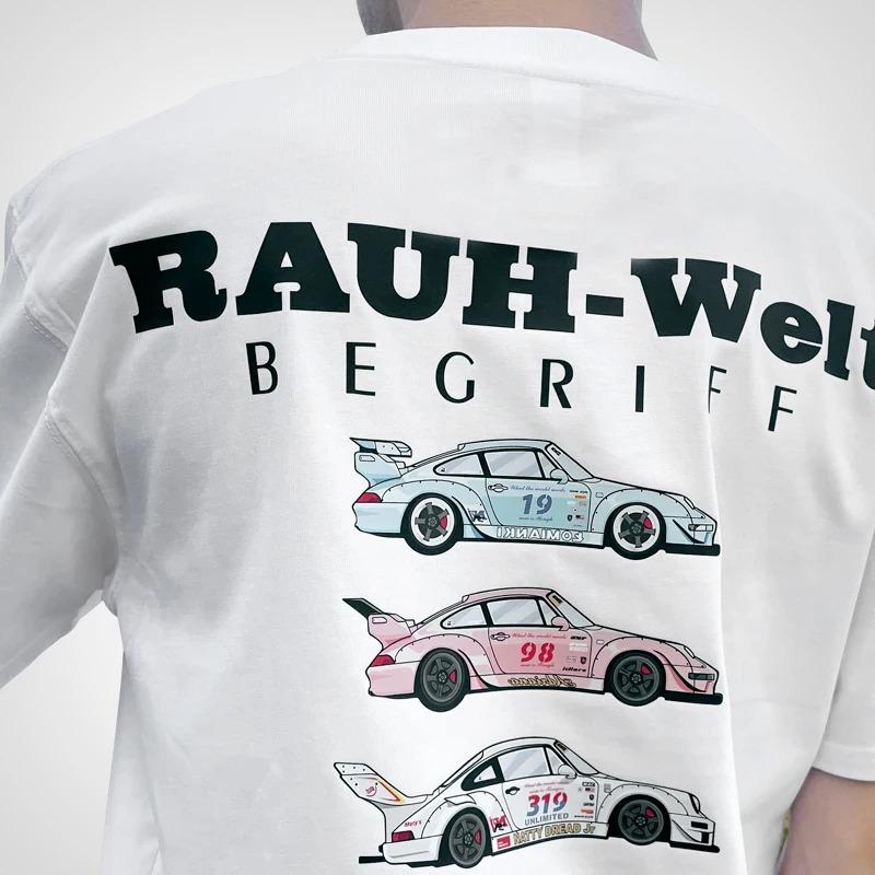 Hot RWB Modified Car Graphic Print T-shirt Bay Shore Theme Hellaflush Men Women Short Sleeve Couples Same Style Loose Casual Oversized Summer New Tee