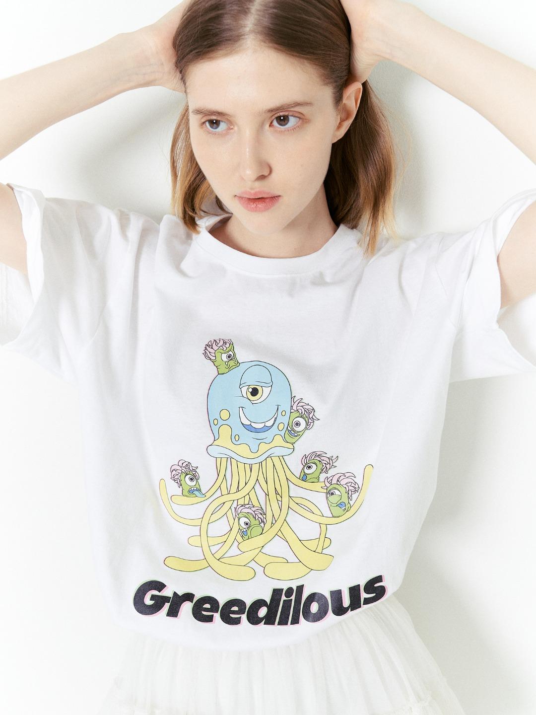 Greedius Jellyfish Short Sleeve Top White L (77)
