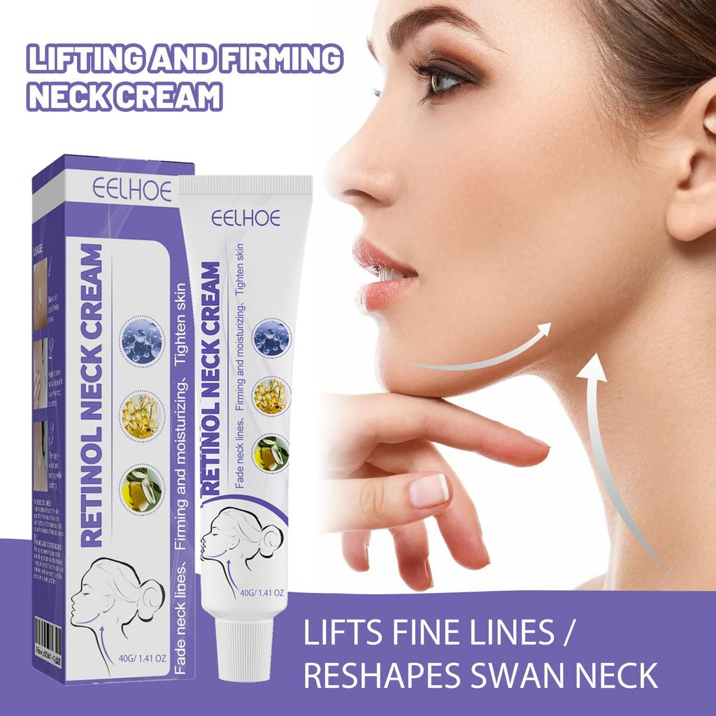 Retinol Neck Firming Cream with Massager Anti-Aging Moisturizer for Neck Décolleté Area Wrinkle Treatment for Swan-Like Neck 40g