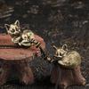 Elegant Brass Cats Figurine Desk Decoration Decorative Metal Statue Teas Room Accessories Car Interior Accessories