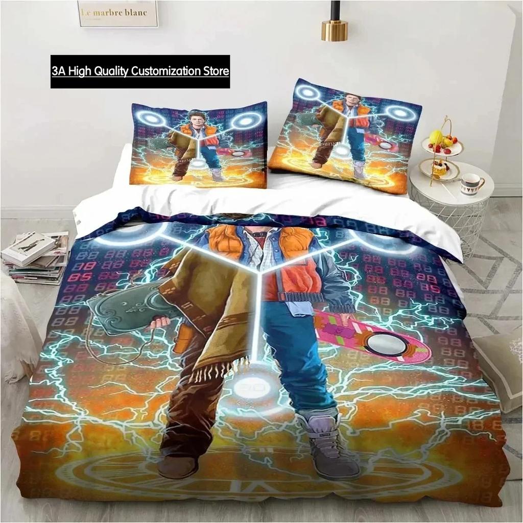 Návrat do budoucnosti Klasický film Retro povlečení Postel Třídílná sada Jednolůžko Dvojlůžko Velikost Queen King Povlak na přikrývku Dárek pro chlapce