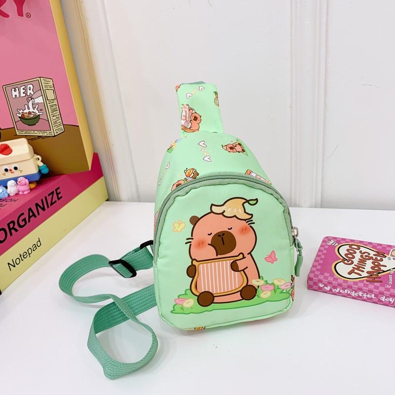 Capybara Cartoon Cute Shoulder Bag Breathable Fabric Toddlers Girl Travel Bags