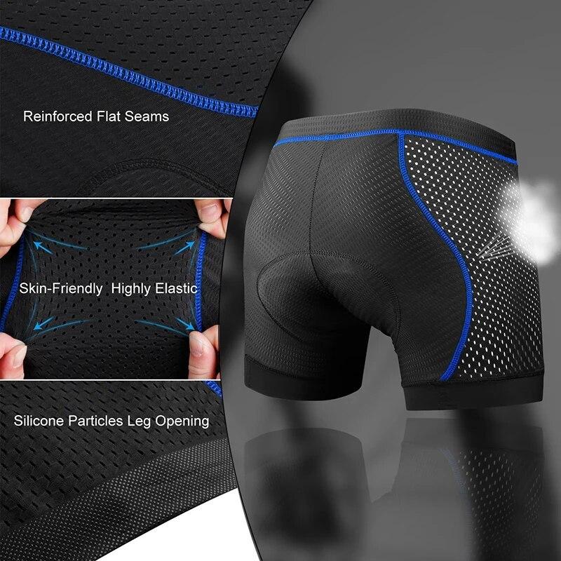 X-TIGER Herren Radunterwäsche Shorts 5D Gepolstertes Gel MTB Radhose Anti-Rutsch Beinabschluss Atmungsaktives Netz Radunterwäsche
