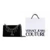 Versace Jeans Couture Logo-Anhänger Kette Verziert Falten-Design Stoff Umhängetasche Damen Umhängetasche Schwarz 73VA4BC1-ZS115-899