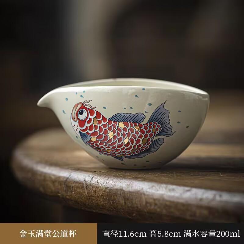 Grass And Wood Gray Glaze Xishi Zen Justice Cup Handmade Ceramic Heat-Resistant Tea Dispenser Kung Fu Tea Set Eagle Beak Uniform Cup